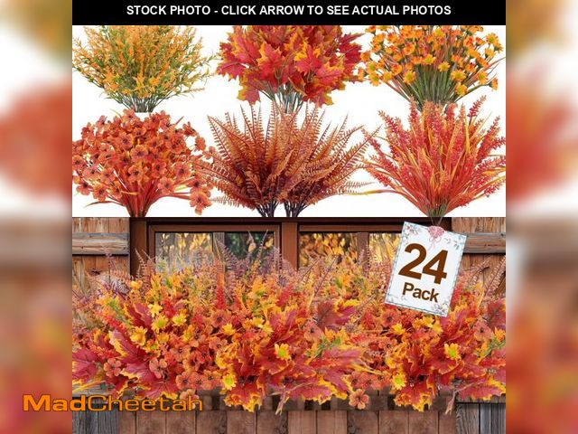 Lot 74-12110286 - 24 Bundles 6 Styles Artificial Fall Flowers Plants for Outdoors Fall Decor, Fake Faux Flower Autumn ...