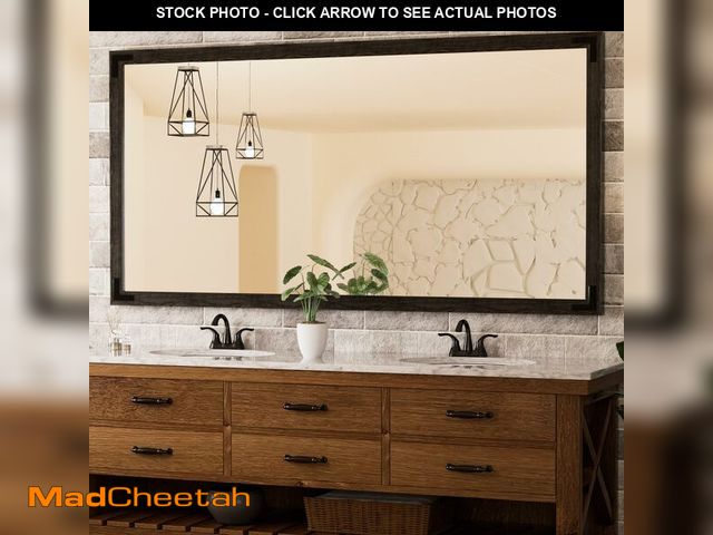 Lot 74-12693945 - TETOTE 60 x 36 Black Wood Framed Mirror for Bathroom Wall/Bedroom/Living Room/Entryway Farmhouse Rus...