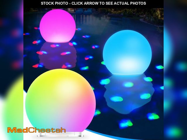 Lot 74-13960413 - Floating Pool Lights, 6 Inch Light Up Pool Balls with Underwater Lights Show, Color Changing LED Poo...