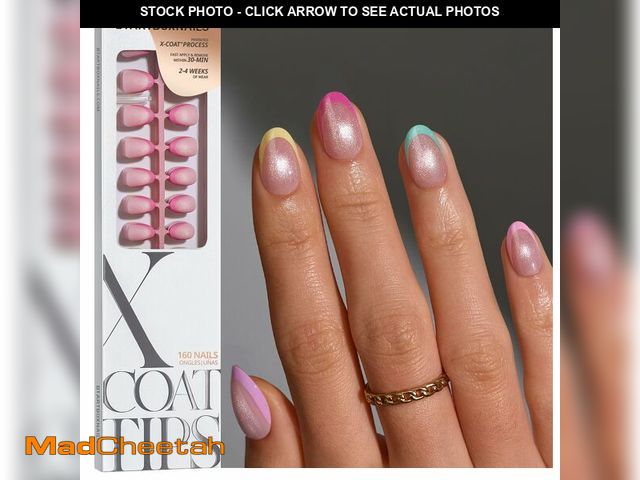 Lot 74-14265442 - BTArtboxnails XCOATTIPS 5 Brighter Pastel French Tip Press on Nails - Extra Short Oval, Cat Eye Base...