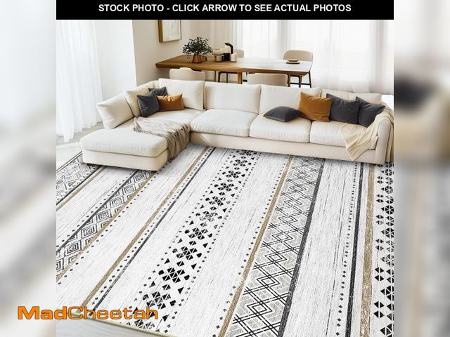 Lot 74-12541781 - BESTSWEETIE 8x10 Area Rugs for Living Room Washable Moroccan Farmhouse Neutral Geometric Low Pile No...