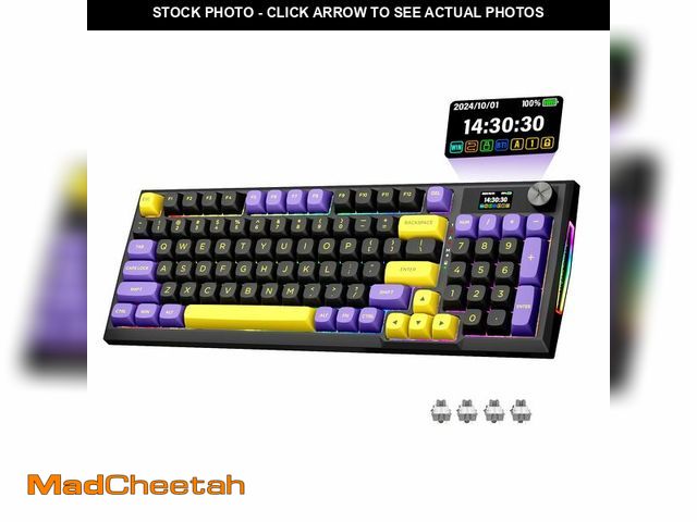 Lot 74-12606977 - Redragon K725LBY Wireless Mechanical Keyboard with Screen and Knob, Tri-Mode BT5.0/2.4G/USB-C Gasket...