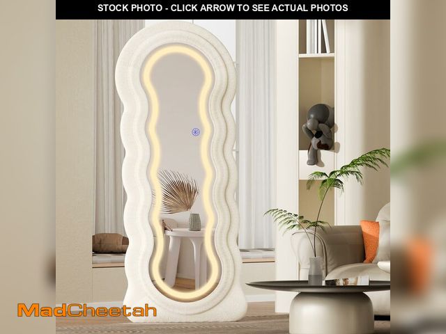 Lot 74-12688981 - OPYNU Full Length Mirror with Lights,63"x24"Irregular Wavy Full Body Mirror,3-Color Lighting Mode,In...