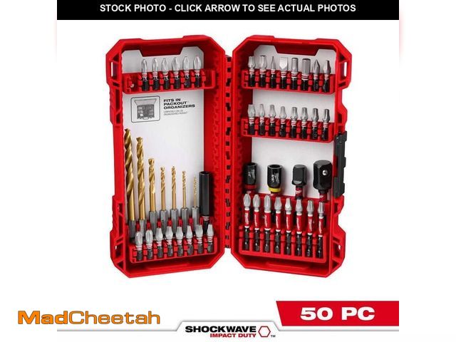 Lot 74-13667868 - Milwaukee SHOCKWAVE Impact Duty Drill and Alloy Steel Screw Driver Bit Set (50-Piece) - UNUSED