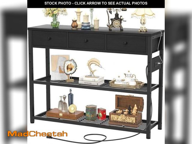 Lot 74-12540812 - Ecopriso 47'' Entryway Table with Outlets and USB Ports, Console Table with 3 Drawers, Sofa Table Na...