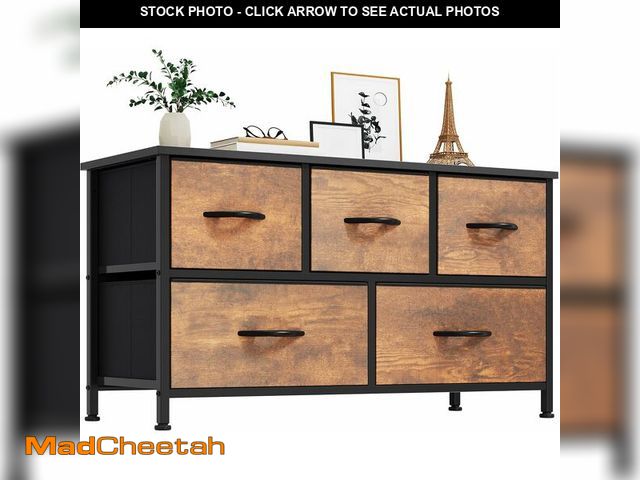 Lot 74-12633491 - YITAHOME Wide Storage Tower with 5 Drawers - Fabric Dresser, Organizer Unit for Bedroom, Living Room...