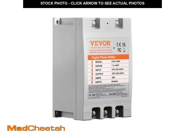 Lot 74-12920069 - VEVOR 3 Phase Converter 10HP 30 Amp 220-Volt 1 Phase to 3 Phase Digital Phase Shifter for Residentia...