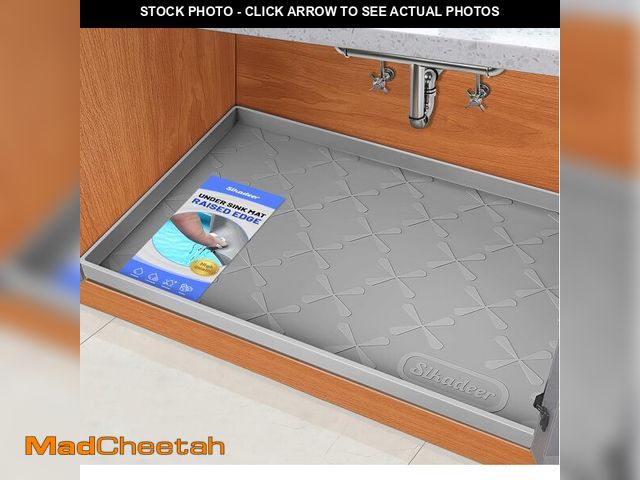 Lot 74-14339518 - SIKADEER 25" x 22" Under Sink Mat Waterproof, Silicone Mat Kitchen Drawer Shelf and Cabinet Liner, S...