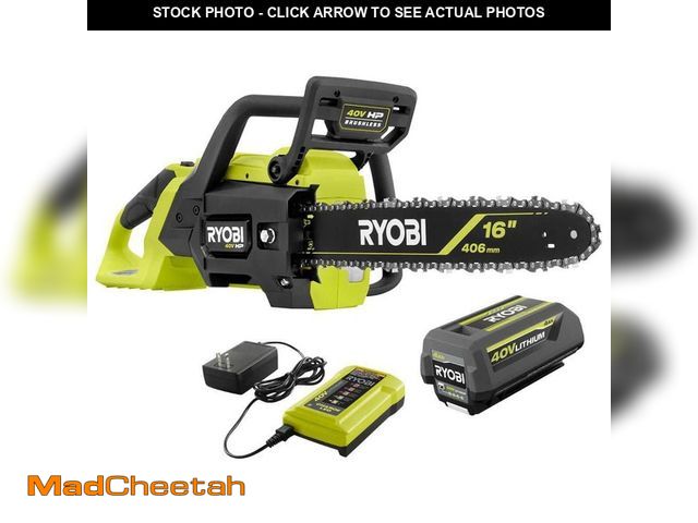 Lot 74-13678562 - RYOBI 40V HP Brushless 16 in. Battery Chainsaw with 4.0 Ah Battery and Charger - USED