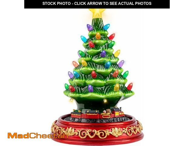 Lot 74-13712031 - Animated Musical Christmas Decorations with Rotating Train - 10.5" Lighted Up Ceramic Christmas Tree...