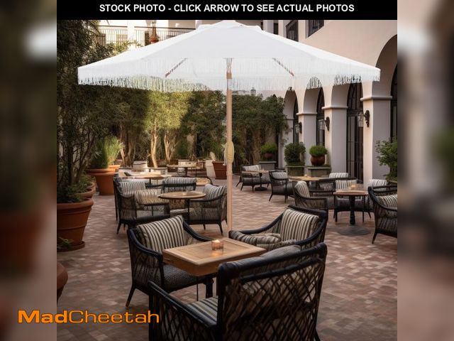 Lot 74-12491533 - Ainfox 7.5 ft Boho Fringe Patio Umbrella, Waterproof Outdoor Tassels Umbrella for Deck,Table,Garden,...