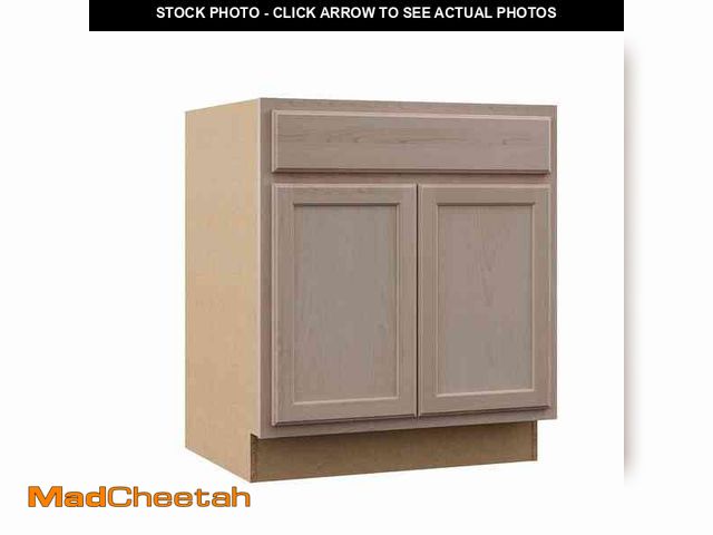 Lot 74-12774443 - Hampton Bay Recessed Panel 30 in. W x 24 in. D x 34.5 in. H Assembled Sink Base Cabinet in Unfinishe...