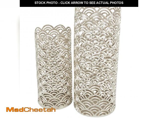 Lot 74-12319924 - Deco 79 Aluminum Metal Geometric Decorative Vase Art Deco Inspired Centerpiece Vases with Arch Desig...