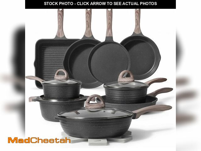 Lot 74-14284351 - JEETEE Pots and Pans Set Non Stick 23pcs, Healthy Kitchen Cookware Sets, Induction Cooking Set W/Gra...