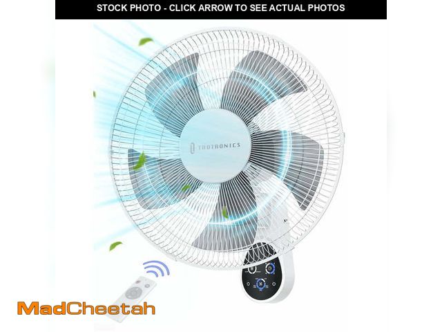 Lot 74-14608434 - Wall-Mount Fan with Remote, TaoTronics 16 Inch Wall Fan with 3 Wind Modes, 8 Hour Timer, 90 Degree O...