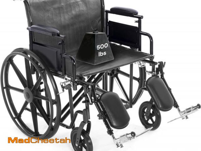 Lot 74-12247347 - Heavy Duty Bariatric Wheelchair for Adults - Black - Removable Desk Arms and Elevated Leg Rests - Ad...
