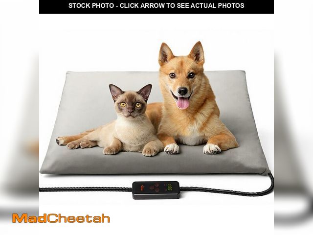Lot 74-14273256 - Toozey Large Heated Pet Mat 35x24 in - Waterproof, Chew Resistant, 6 Temp Settings with Timer, Indoo...