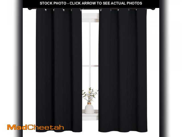 Lot 74-12310831 - NICETOWN Halloween Pitch Black Solid Thermal Insulated Grommet Blackout Curtains/Drapes for Bedroom ...