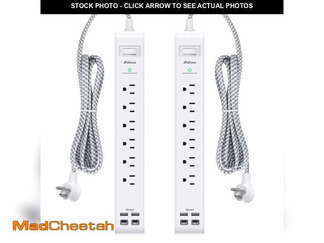 Lot 74-13946488 - 2 Pack Power Strip, 12FT Long Extension Cord, Surge Protector with 6 Outlets and 4 USB Ports (2 USB ...