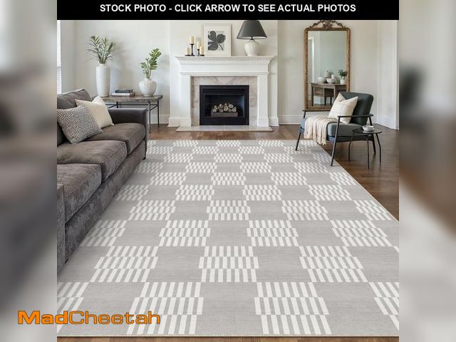 Lot 74-12490872 - BERTHMEER 8'x10' Area Rugs for Living Room Modern Checkered Rug Dining Room Bedroom Kitchen Non Slip...