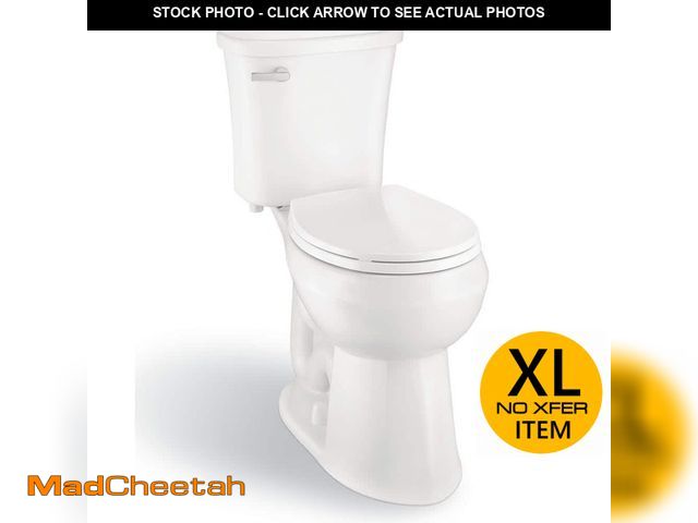 Lot 74-14448725 - Glacier Bay Power Flush 12 inch Rough In Two-Piece 1.28 GPF Single Flush Round Toilet in White Seat ...