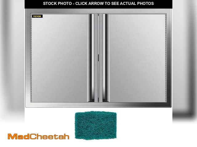 Lot 74-14115565 - VEVOR Outdoor Kitchen Cabinets Door 30.5 in. W x 21 in. H Grill Doors with Recessed Handle Access Do...