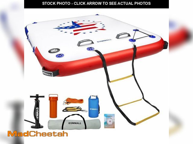 Lot 74-12570715 - GYMMALL Inflatable Floating Dock Platform, 6ft*5ft Air Dock Platform Floating Island Raft with None-...
