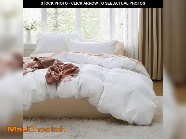 Lot 74-12213630 - Bedsure White Duvet Cover Queen Size - 3 Pieces Prewashed Cotton-Like Extra Soft Bedding Set, Includ...