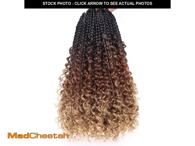 Lot 74-12706877 - Unionbeauty 8 Packs 14 Inch Boho Box Braids Crochet Hair with Curly Ends Bob Bohemian Hippie Braids ...