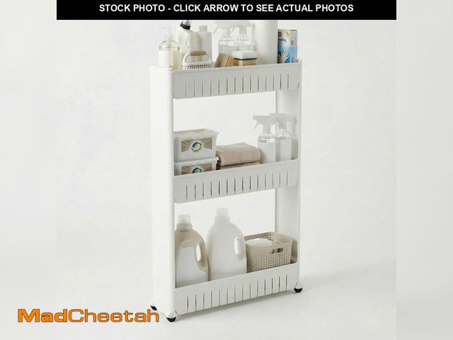 Lot 74-14348829 - Lavish Home 3 Tier Shelf Rolling Cart - Narrow-Space Kitchen or Bathroom Shelf Organizer Cart - Slim...