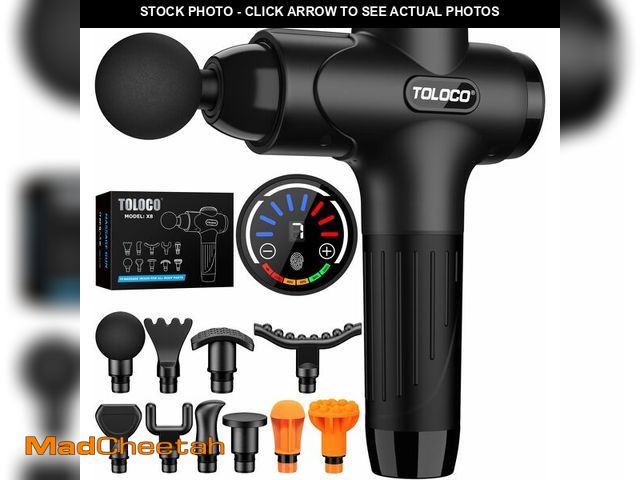Lot 74-12717945 - TOLOCO Massage Gun Deep Tissue, Percussion Massage Gun with 10 Replacement Heads, Super Quiet Portab...