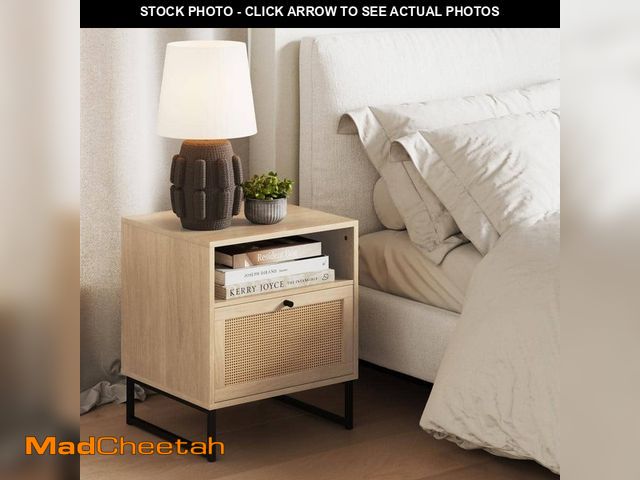 Lot 74-13767554 - Nathan James Mina Oak-Finish Particleboard Wood Black Modern Accent Storage Living Room Sofa Side En...