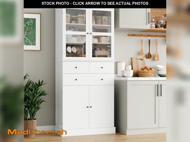 Lot 74-12514225 - Homfa 71'' Kitchen Pantry with 5-Tier Shelves &amp; 3 Drawers, Floor Cabinet Storage Cupboard With D...