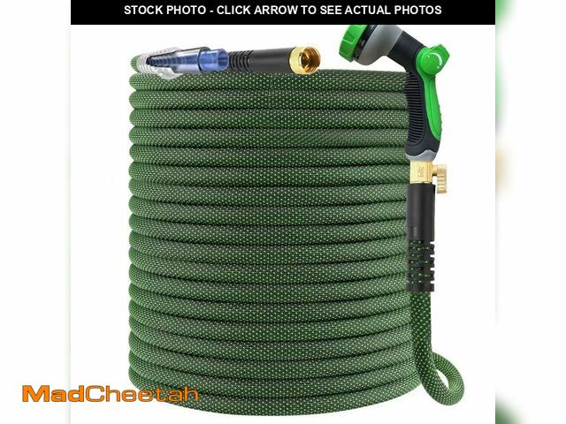 Lot 74-12599295 - 100Ft Non-Expandable Garden Hose, Flexible Water Hose with 10-Pattern Spray Nozzle, Lightweight Hose...