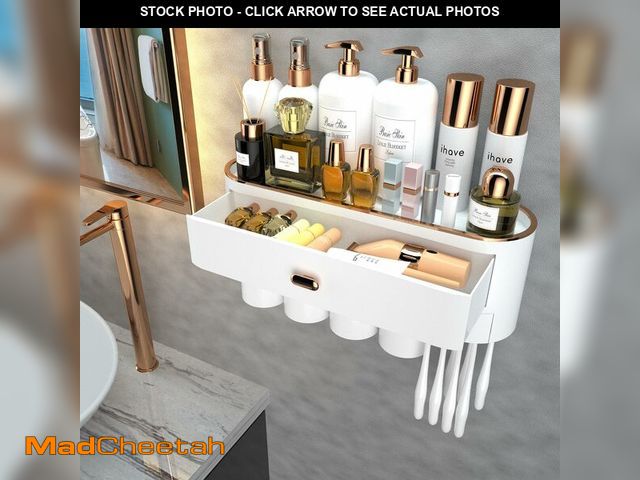 Lot 74-12713108 - iHave Toothbrush Holders for Bathrooms, 4 Cups Toothbrush Holder Wall Mounted with Large Capacity Dr...