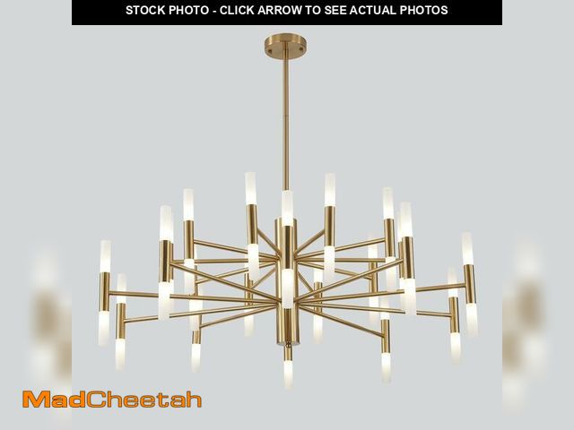 Lot 74-13680043 - KCO Lighting Brushed Brass 40-Lights LED Sputnik Chandelier Mid Century Modern Chandelier Gold Round...