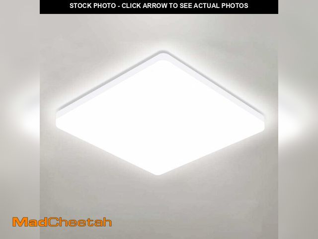 Lot 74-14212060 - OOWOLF 25W 6000K LED Flush Mount Ceiling Light Fixture Ultra Slim, 12inch Waterproof Bathroom Square...