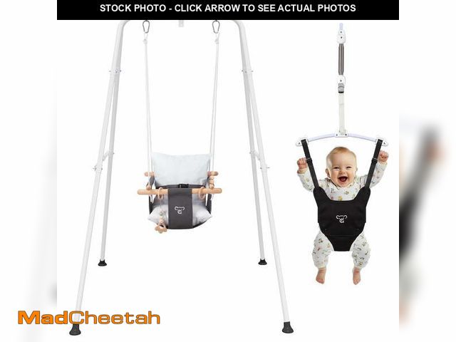 Lot 74-12768535 - 2 in 1 Baby Jumper, Toddler Swing and Bouncer, Indoor Outdoor Baby Swings for Infants, Gray - UNUSED