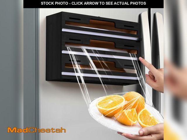 Lot 74-14206000 - Allinside Magnetic Plastic Wrap Dispenser with Cutter, 3 in 1 Refrigerator Bamboo Wood Organizer for...