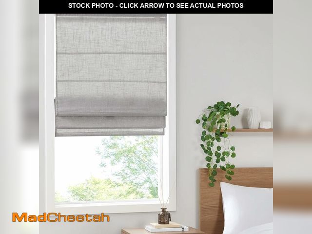 Lot 74-12760311 - Madison Park Kyler Cordless Roman Shades - Single Panel, Lightweight Linen Blend Fabric, Natural Des...