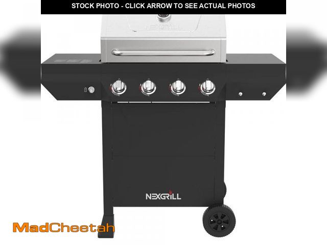 Lot 74-12147112 - (MISSING GRATES,WHEELS LOWER HALF OF GRILL) Nexgrill 4-Burner Propane Gas Grill in Black with Stainl...