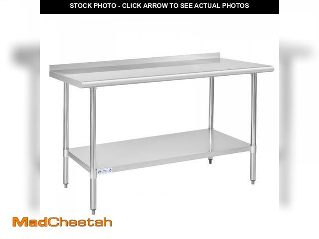 Lot 74-12133827 - Hally Stainless Steel Table for Prep &amp; Work 30 x 60 Inches, NSF Commercial Heavy Duty Table with...