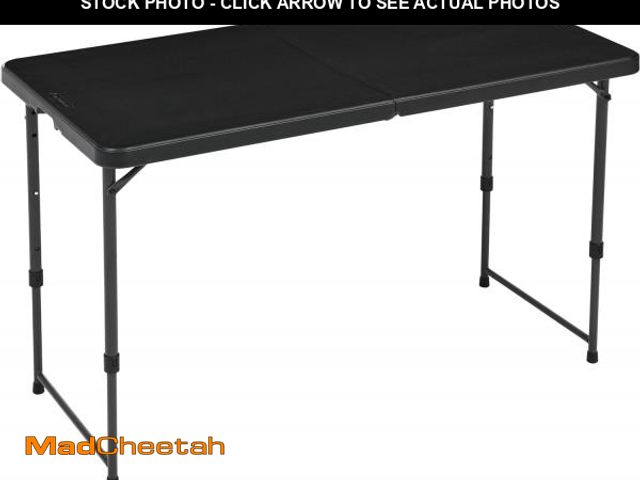 Lot 74-12098031 - Basics 4 Foot Rectangular Folding Dining Table, 4 Adjustable Height Settings with Carrying Handle, I...