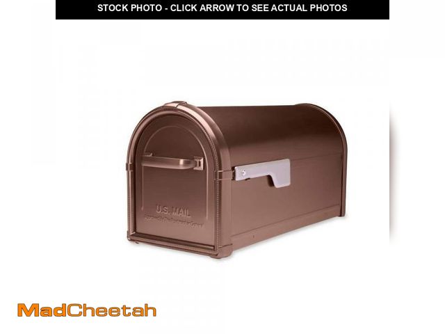 Lot 74-12463475 - Architectural Mailboxes Hillsborough Copper, Large, Steel, Post Mount Mailbox with Silver Flag - UNU...