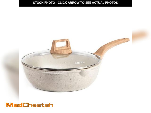 Lot 74-12387344 - CAROTE 12Inch Nonstick Deep Frying Pan with Lid, 5.5 Qt Jumbo Cooker Saute Pan with Pour Spout, Skil...