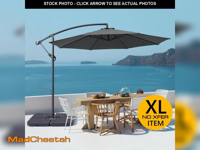 Lot 74-12746755 - Sonkuki 10 ft. Round Outdoor Patio Cantilever Offset Umbrellas in Anthracite - USED