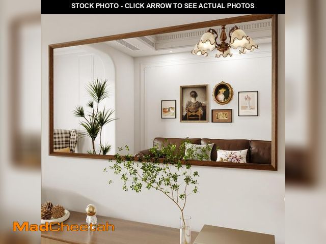 Lot 74-12404919 - WEER Walnut Framed Mirror for Bathroom, 55x30 Inch Wall Mounted Mirror, Wood Grain Framed Vanity Mir...