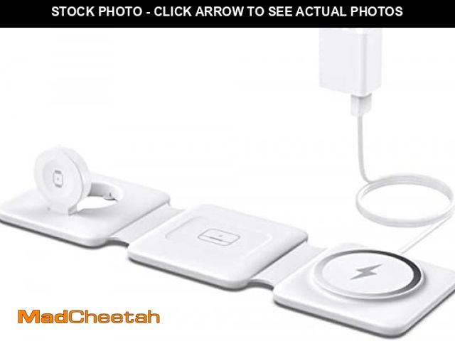 Lot 74-12324792 - Charging Station for Apple Multiple Devices - 3 in 1 Foldable Magnetic Wireless Charger Dock - Trave...