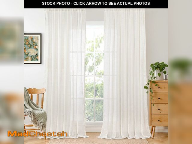 Lot 74-13540795 - BGment Linen Curtains 84 Inch Length for Living Room, Lightweight Rustic Country Window Drapes for F...