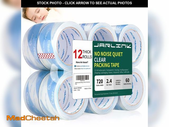 Lot 74-12713276 - JARLINK No Noise Clear Quiet Packing Tape (12 Rolls), Heavy Duty Packaging Tape for Shipping Packagi...